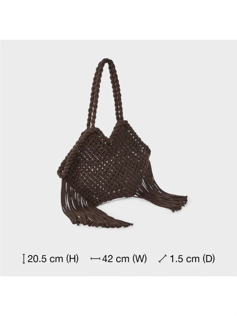 Hand Crafted Cotton Macrame Fringe Tote Bag - Universal Thread™ Brown new